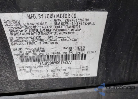 2017 Ford Taurus Se from USA, damaged, VIN 1FAHP2D89HG126277